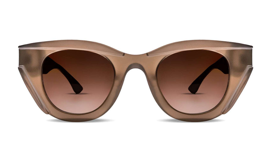 Thierry Lasry DISMISSY Luxury Cat-Eye Sunglasses, milky light brown acetate, optimal UV protection, handcrafted in Italy