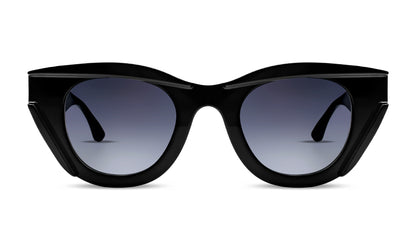 Thierry Lasry DISMISSY Luxury Cat-Eye Sunglasses, solid black acetate, optimal UV protection, handcrafted in Italy