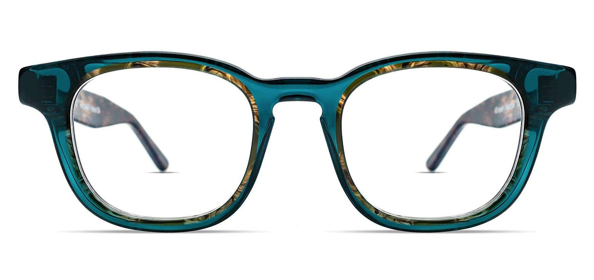 Thierry Lasry CLUMSY rectangular eyeglasses in translucent emerald patterned acetate, handcrafted in France