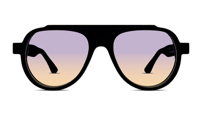 Black unisex aviator sunglasses with purple gradient tinted lenses – luxury designer eyewear for men and women
