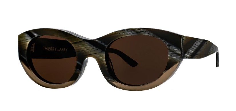 Thierry Lasry Exoty 683 Brown Horn & Taupe Sunglasses 3/4 View