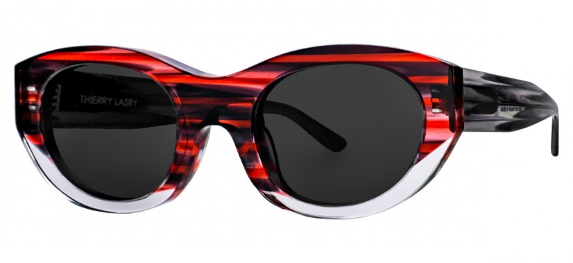 Thierry Lasry Exoty 6300 Red Stripes & Clear Sunglasses 3/4 View