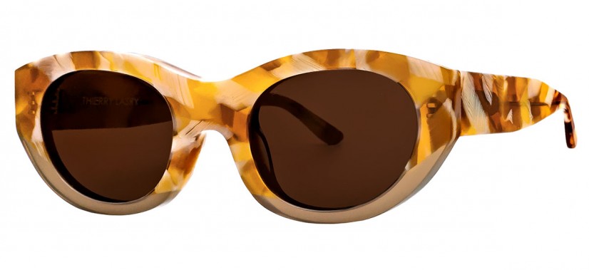 Thierry Lasry Exoty 0811 Yellow Horn & Taupe Sunglasses 3/4 View