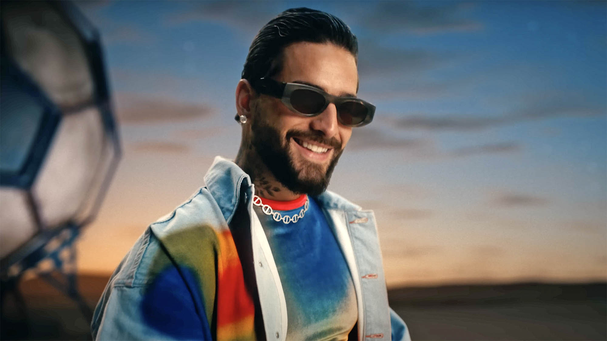 MALUMA wearing the THIERRY LASRY "MASTERMINDY" sunglasses in the official video of the 2022 FIFA WORLD CUP FAN FESTIVAL™ ANTHEM