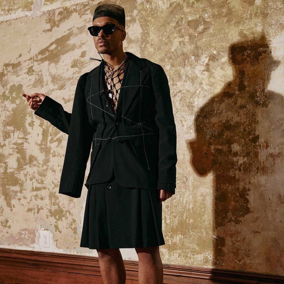 Antwaun Sargent featured in Interview magazine wearing the RHUDE x THIERRY LASRY “RHODEO”