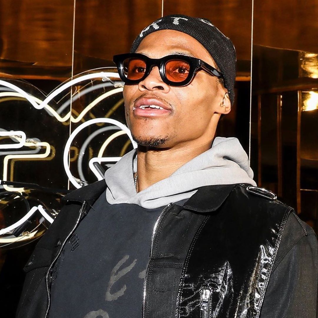 Russell Westbrook from the Houston Rockets wearing the RHUDE x THIERRY LASRY “RHODEO”