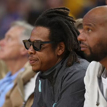 Jay-Z wearing the RHUDE x THIERRY LASRY "RHODEO" sunglasses while attending Game 1 of the  NBA Finals Golden State Warriors vs Boston Celtics