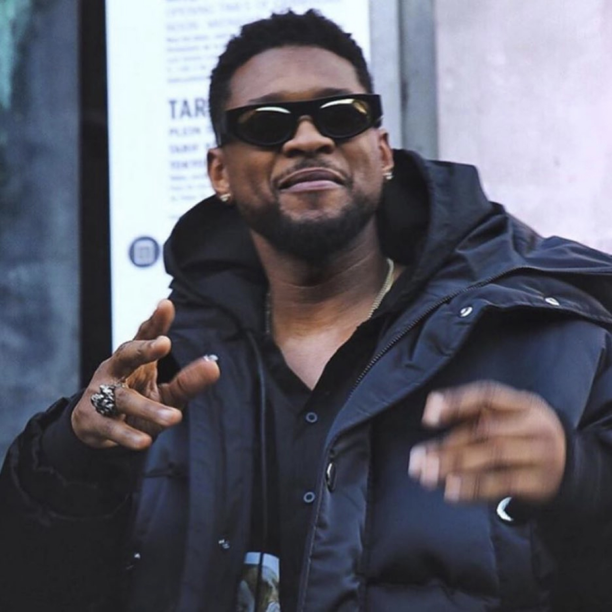 Usher wearing the KOCHÉ x THIERRY LASRY “COBALT”