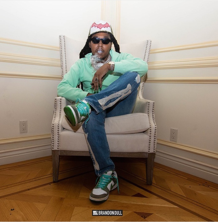Takeoff wearing the ENFANTS RICHES DÉPRIMÉS x THIERRY LASRY “THE ISOLAR 2”