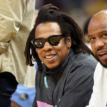 Jay-Z wearing the RHUDE x THIERRY LASRY "RHODEO" sunglasses while attending Game 1 of the  NBA Finals Golden State Warriors vs Boston Celtics