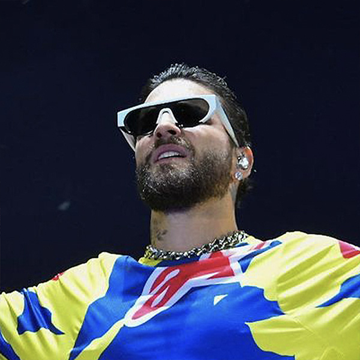 MALUMA wearing the THIERRY LASRY sunglasses "KANIBALY" at his concert in Argentina