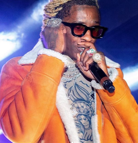 Young Thug wearing the RHUDE x THIERRY LASRY "RHODEO"